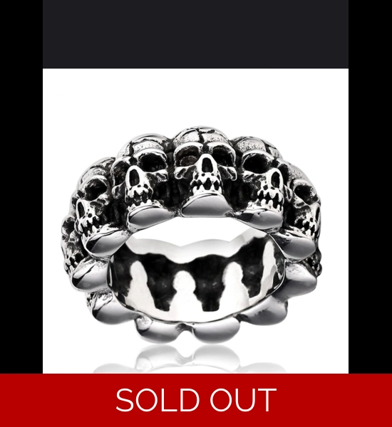 Stainless Steel Round Skull Ring